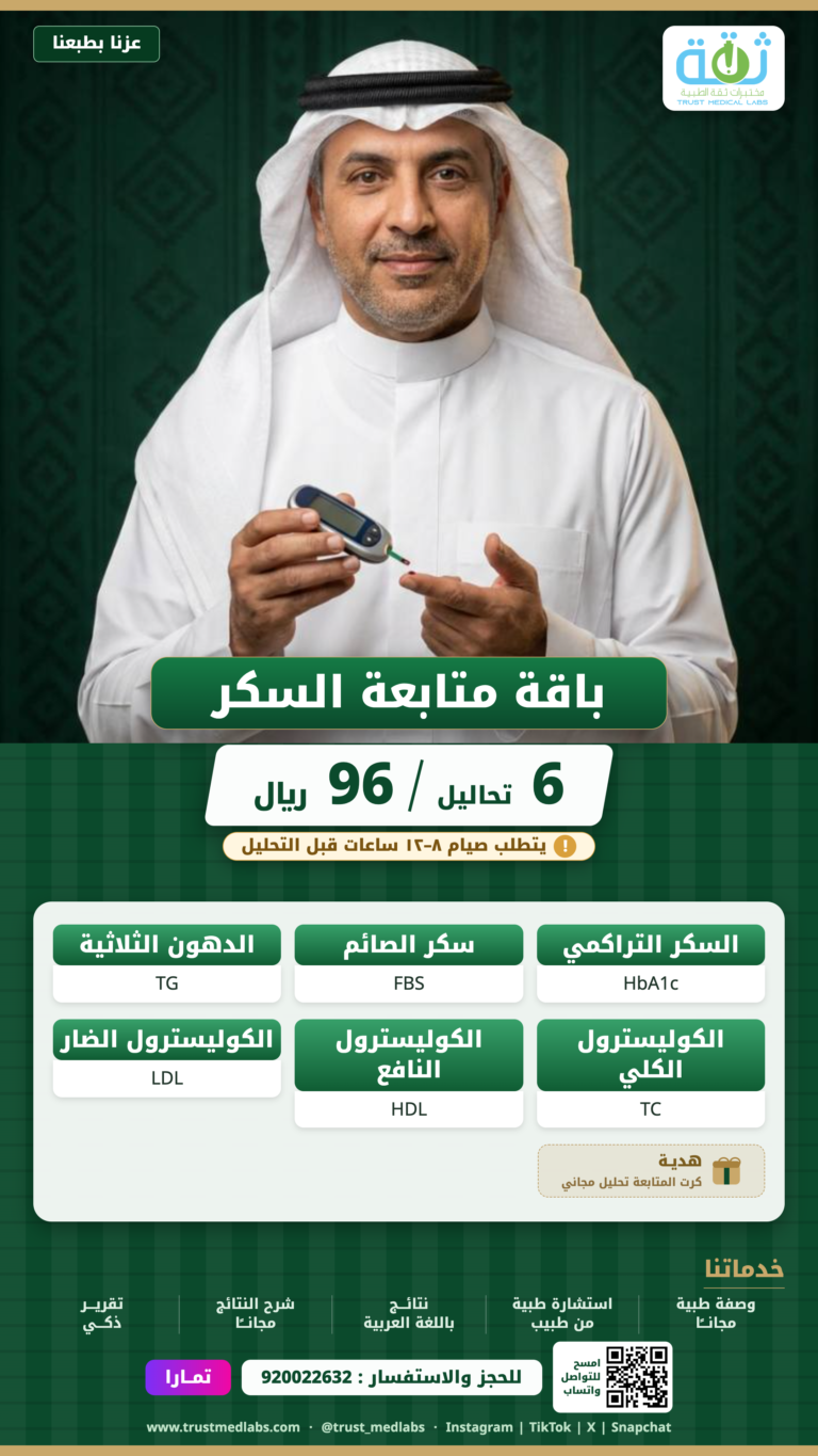 باقة متابعة السكر — عرض اليوم الوطني ٩٦ من مختبرات ثقة الطبية