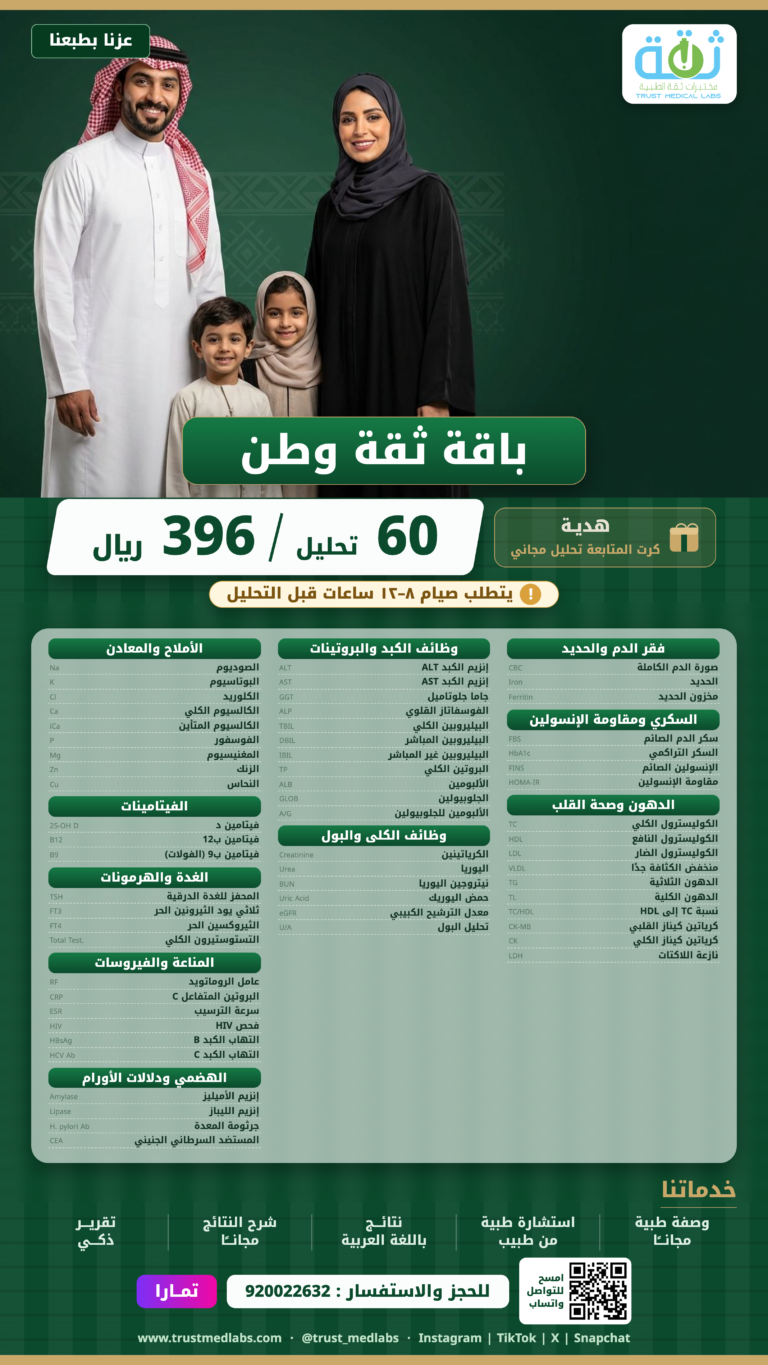 باقة ثقة وطن — الأساسية — عرض اليوم الوطني ٩٦ من مختبرات ثقة الطبية